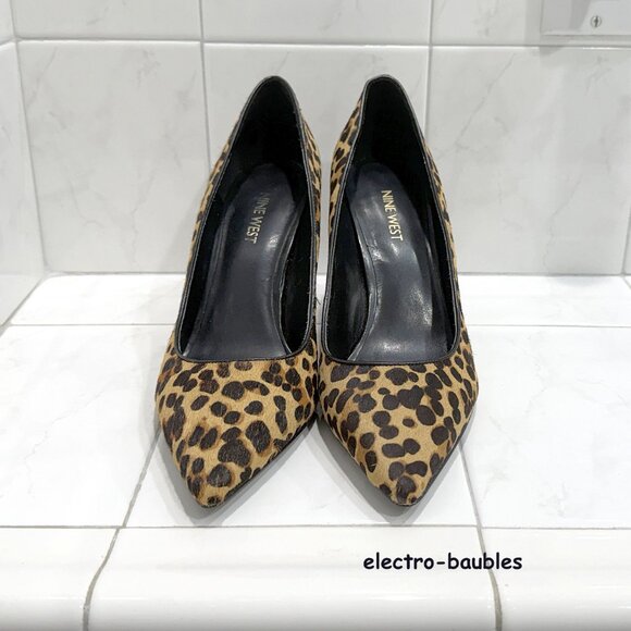 Nine West Blare Pony Hair Cheetah Print Block Heel 8.5M - EUC - Picture 2 of 14